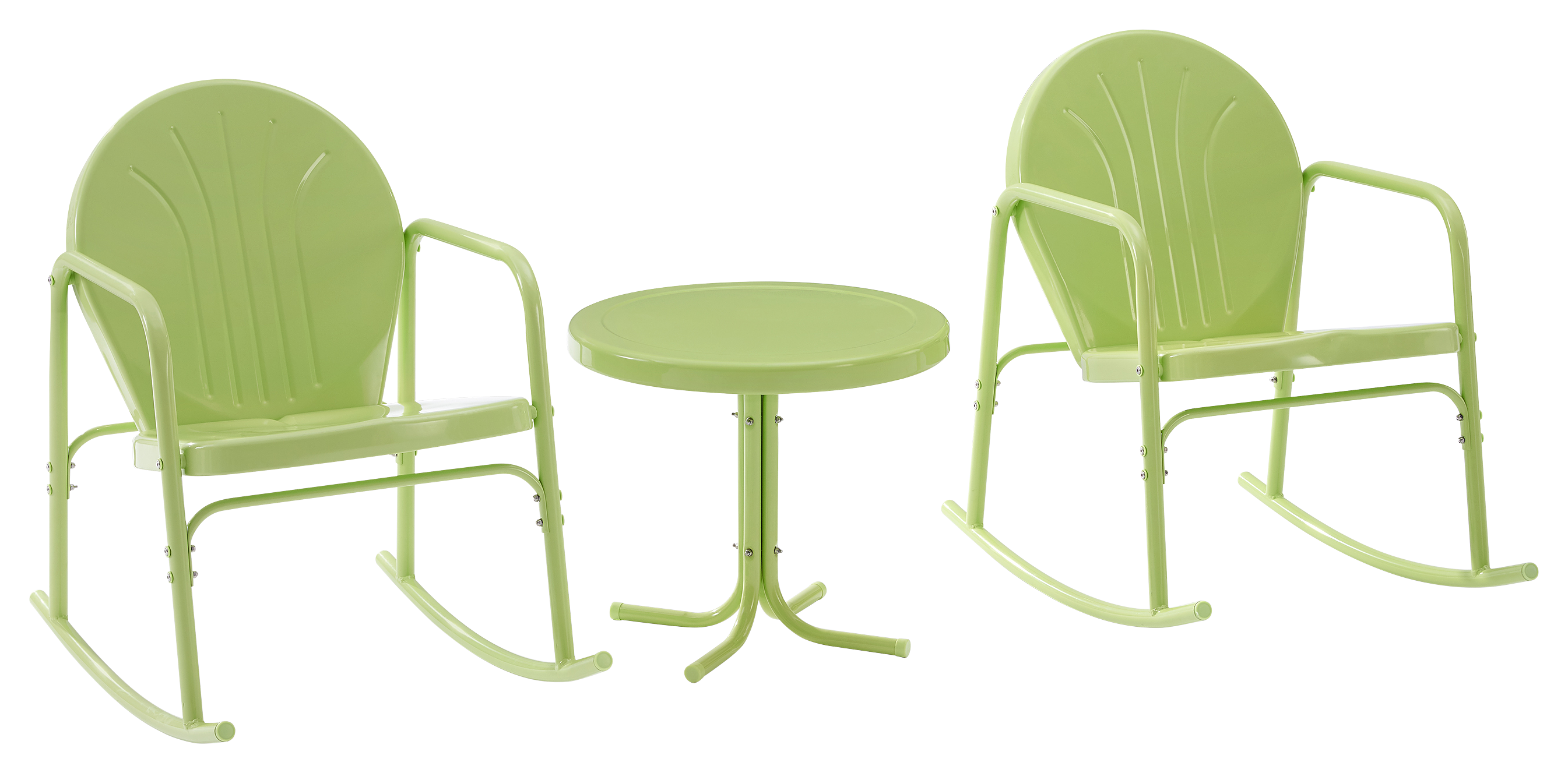 Crosley Griffith Outdoor Metal Rocking Chairs and Table 3Piece Set